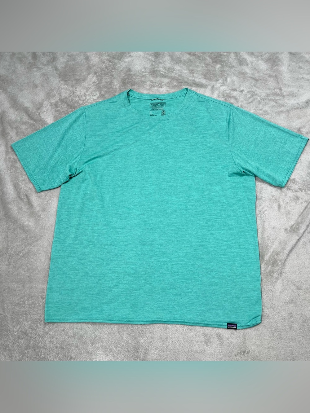 Patagonia Capilene Cool Daily S/S Shirt Men L Turquoise Blue Stretch Performance